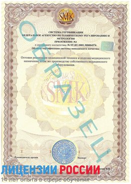 Образец сертификата соответствия (приложение) Казлук Сертификат ISO 13485